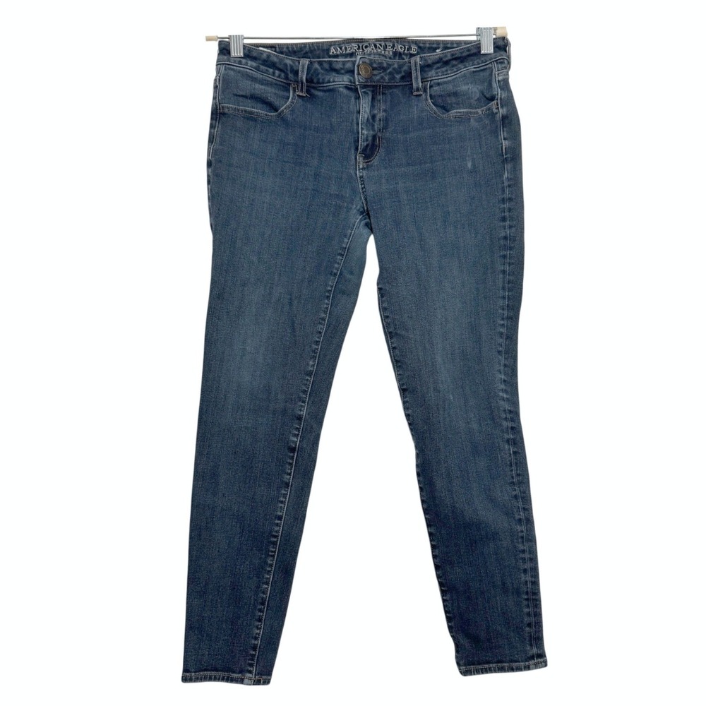 American Eagle Super Stretch X4 Jegging Womens 8 Short Blue‎ Medium Wash Skinny